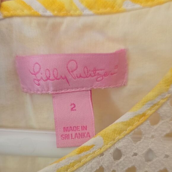 Lilly Pulitzer Yellow and White Dress with Lace Accents - Picture 5 of 7